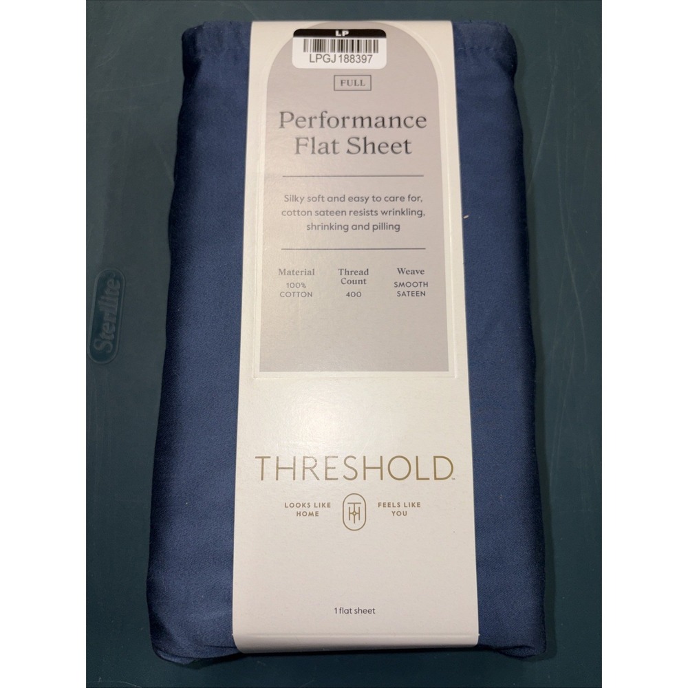 Full‎ 400 Thread Count Performance Flat Sheet Metallic Blue - Threshold: Cotton